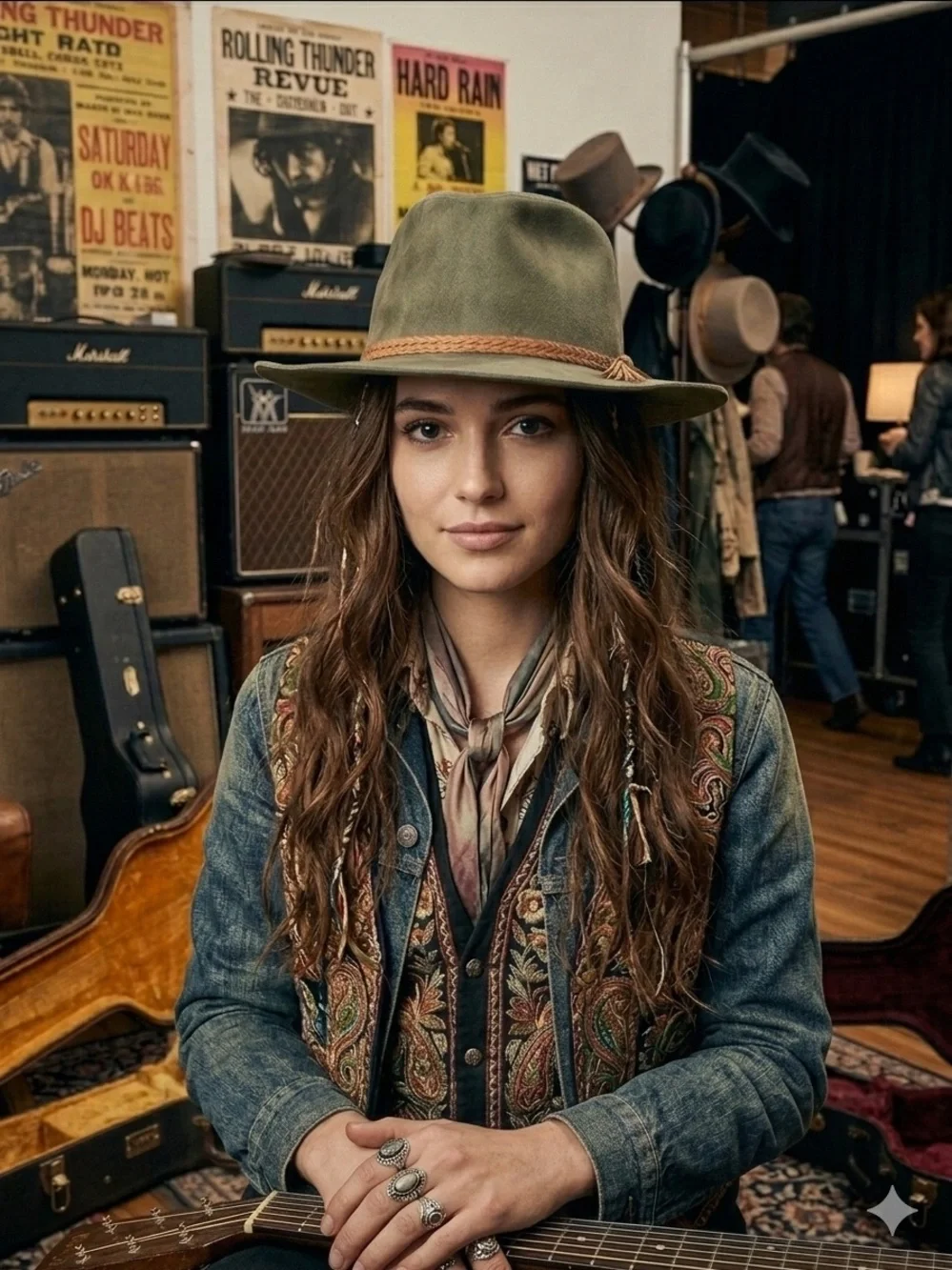D&Y Taupe Brown Faux Suede Wide Brim Fedora Hat Rancher Boho Festival